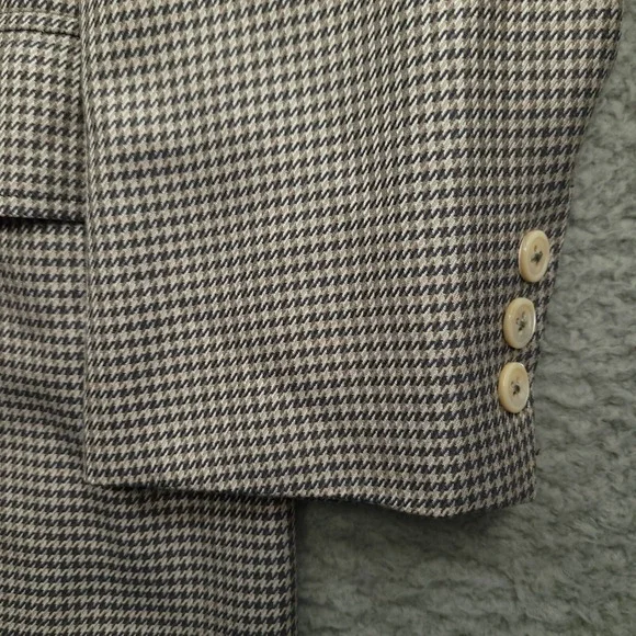 Brooks Brothers Custom Tailored Men's 48 Blazer Sports Coat Silver Houndstooth